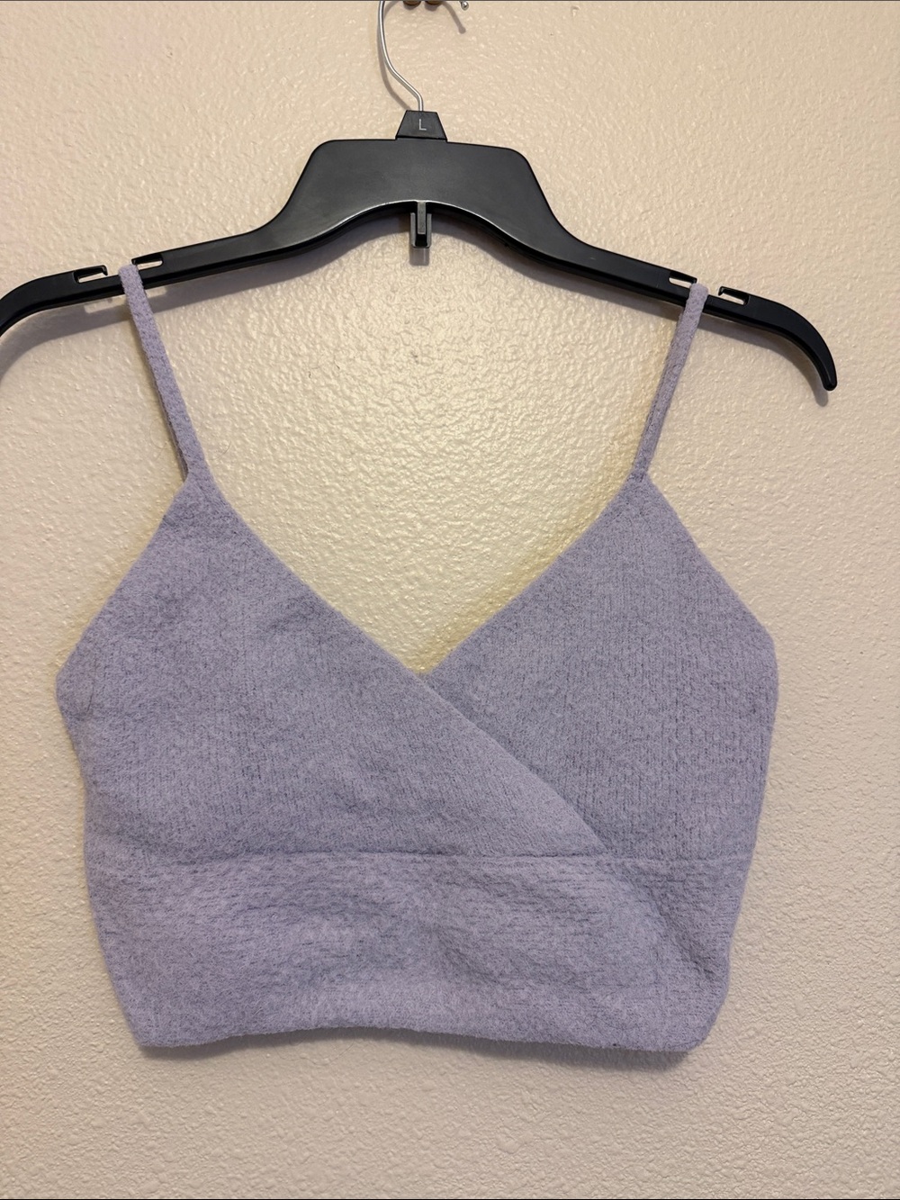 La Hearts Soft Lavender Wrap Crop Cami Top